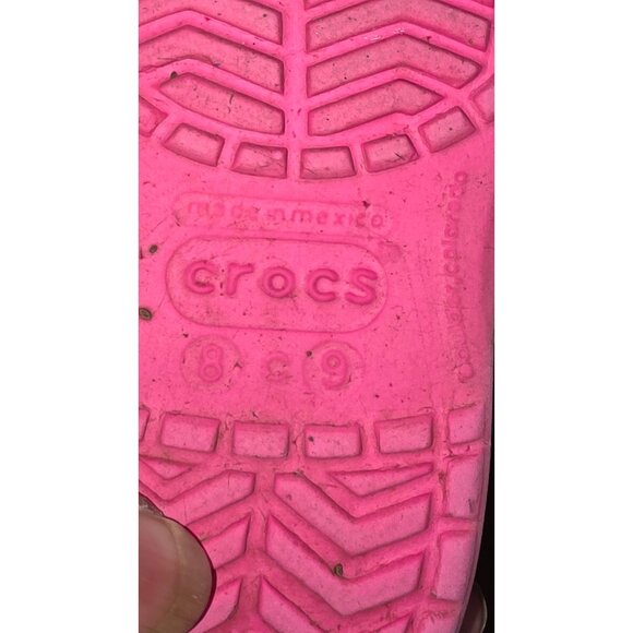 Crocs Kids Pink & Blue Rubber Slip-On Clogs Heel Strap Size 9 - Picture 8 of 8